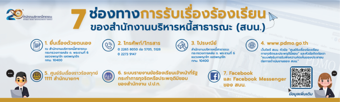 7 ช่องทางการรับเรื่องร้องเรียนของ สบน.